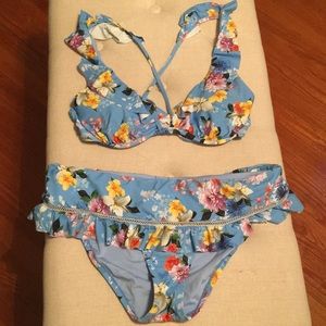 Blue floral bikini